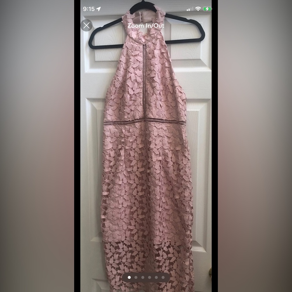 Bardot Blush Pink Lace Midi Dress